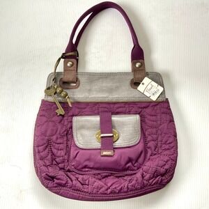 Fossil Key Per Shopper Tote Bag Purple Quilted NWT